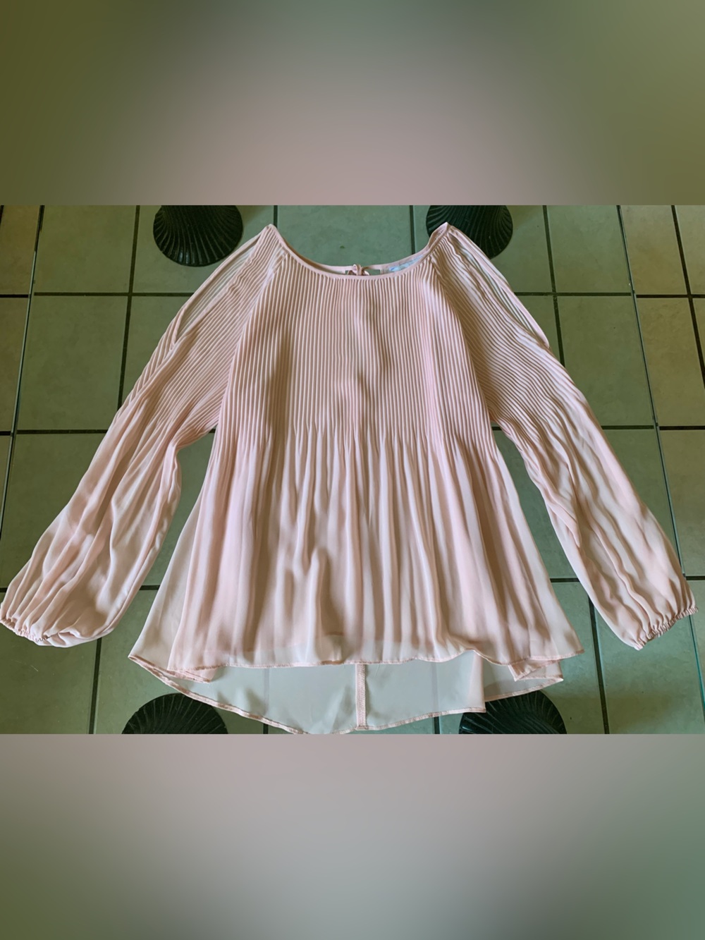 BELLE SKY Soft Blush Pleated Blouse